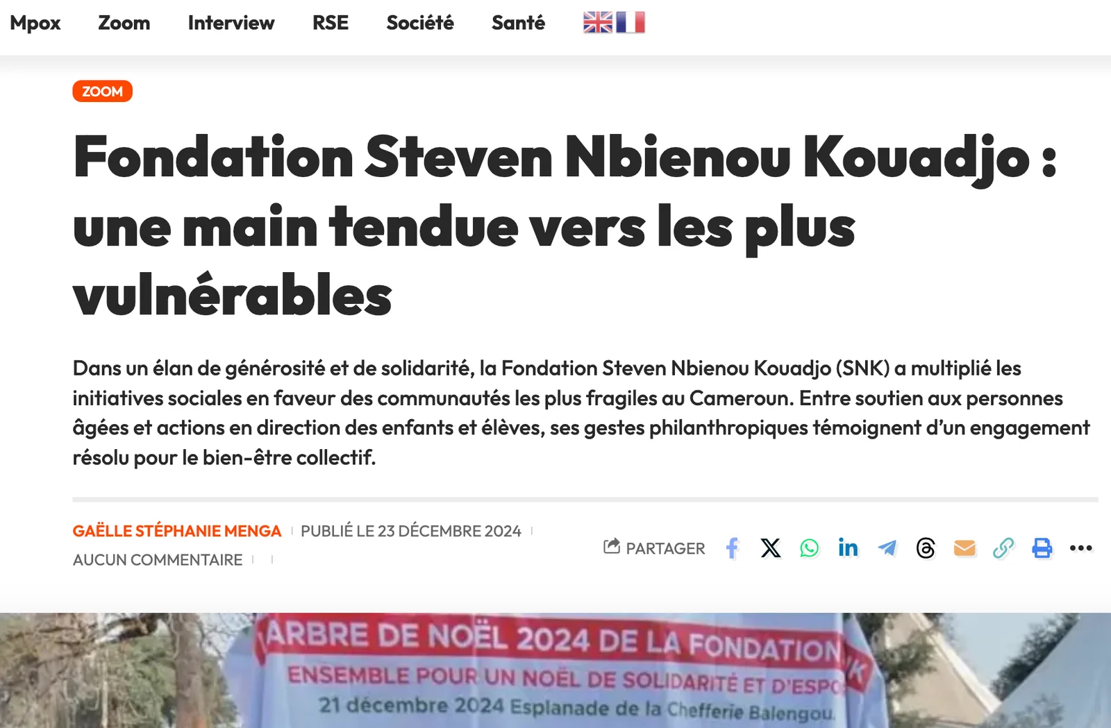 Fondation Steven Nbienou Kouadjo : une main tendue vers les plus vulnérables